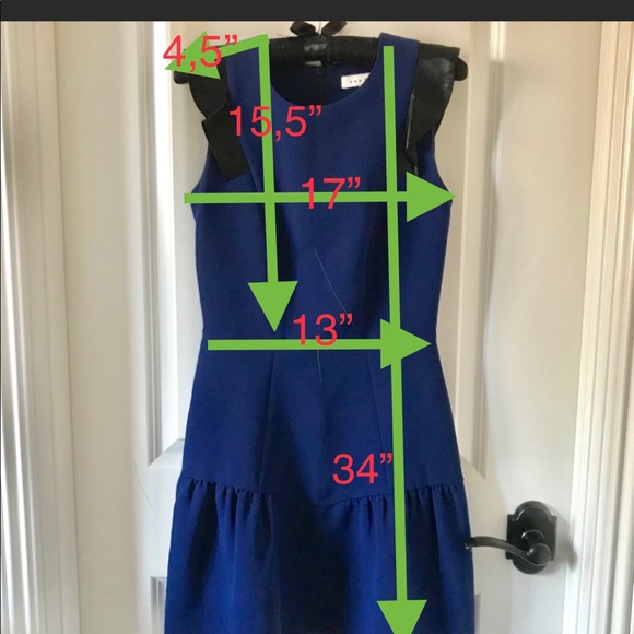 Electric Blue Dress with Leather Shoulder Detail - Picture 7 of 7